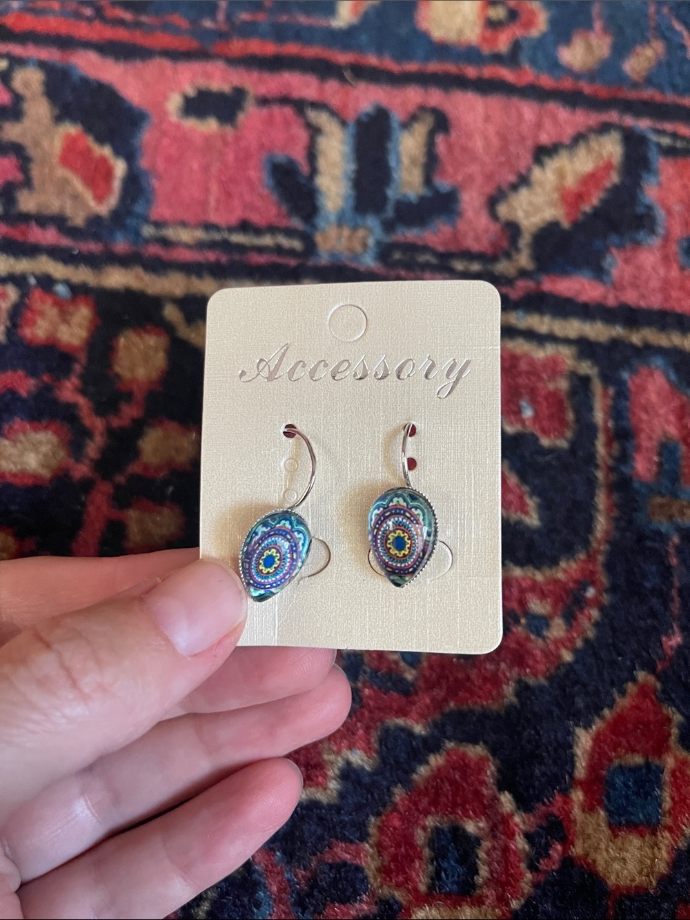 Multicolor Bead Drop Earrings - Blue & Green